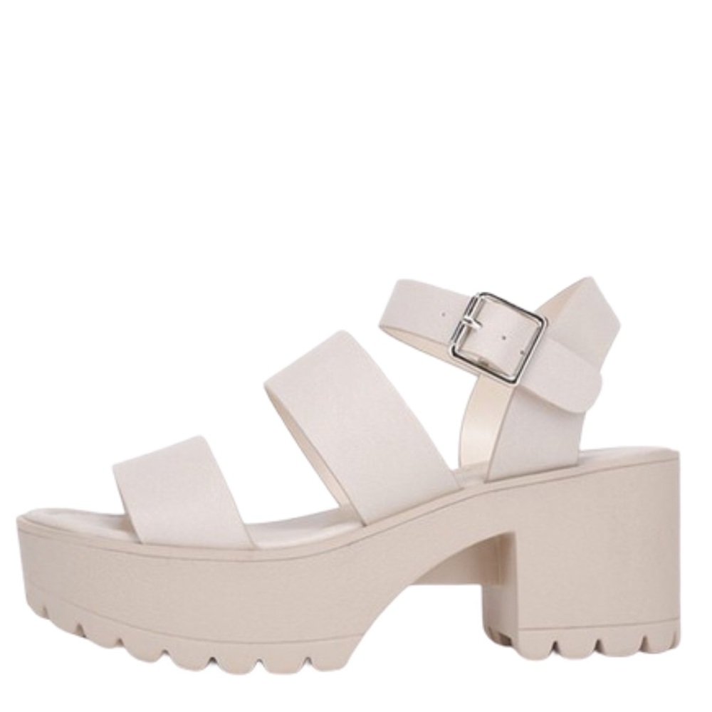 Last Pair! Soda Account Nude Platform Lug Sole Chunky Heel Sandal 9 - Picture 3 of 6